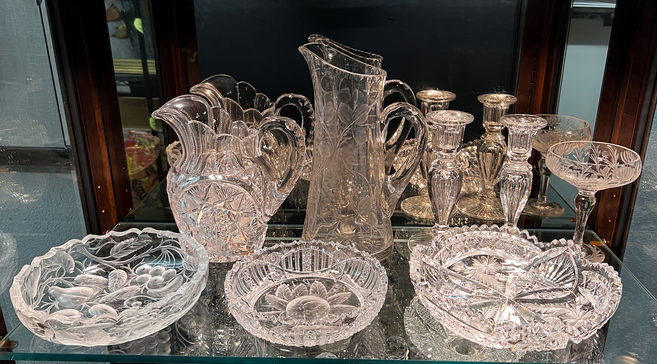 8 PC. CUT CRYSTAL & GLASS