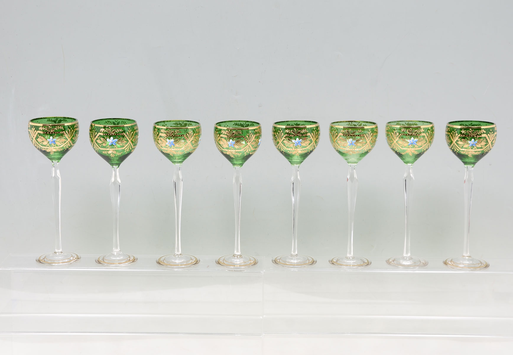 8 PC. GREEN LONG STEM ENAMELED