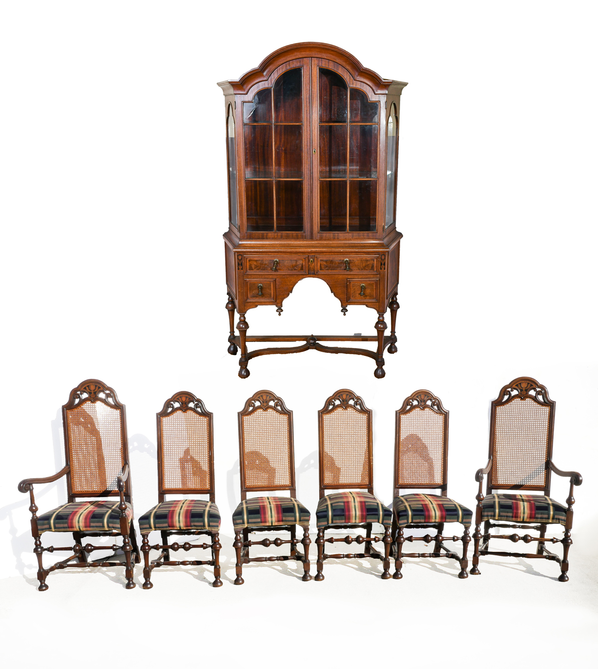 8 PC. INLAID PARTIAL DINING SET:
