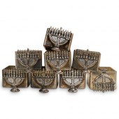 (8 PC) JUDAICA MENORAH SILVER