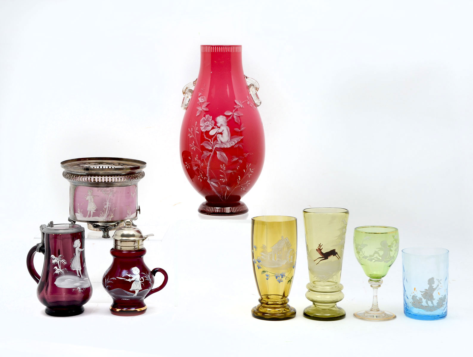 8 PC. MARY GREGORY AND CRANBERRY
