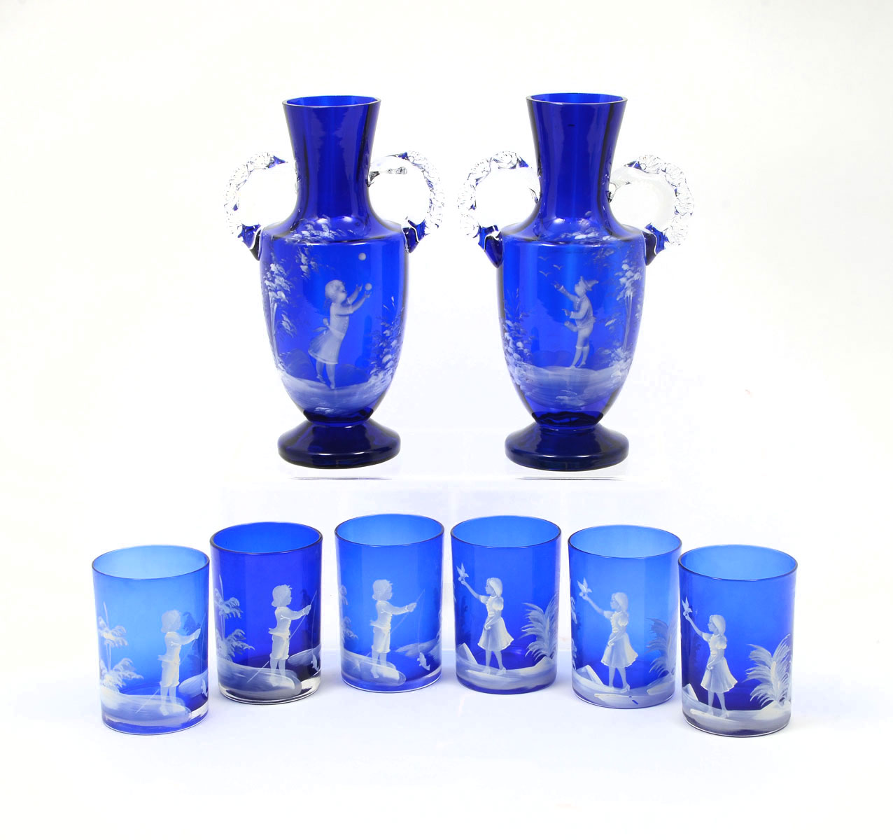 8 PC. MARY GREGORY COBALT BLUE