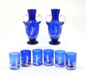 8 PC. MARY GREGORY COBALT BLUE