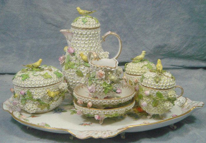 8 pc Meissen porcelain teaset