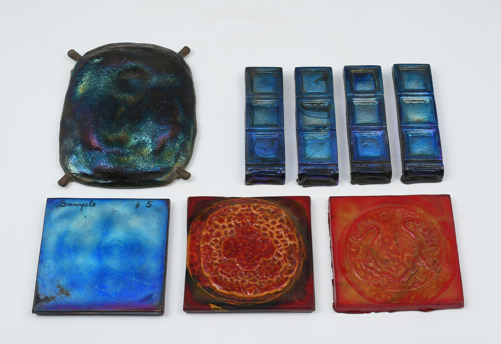 8 PC. RARE TIFFANY ART GLASS TILE
