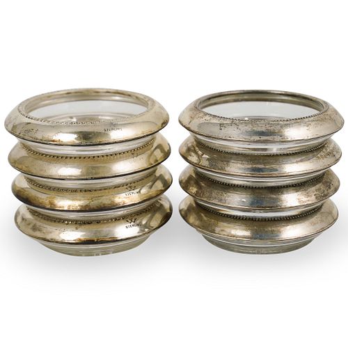 (8 PC) STERLING SILVER & CRYSTAL