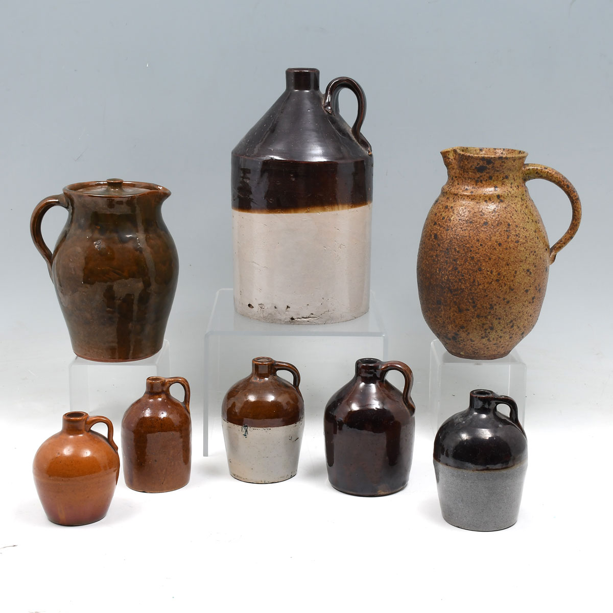 8 PC. STONEWARE JUGS & PITCHERS: