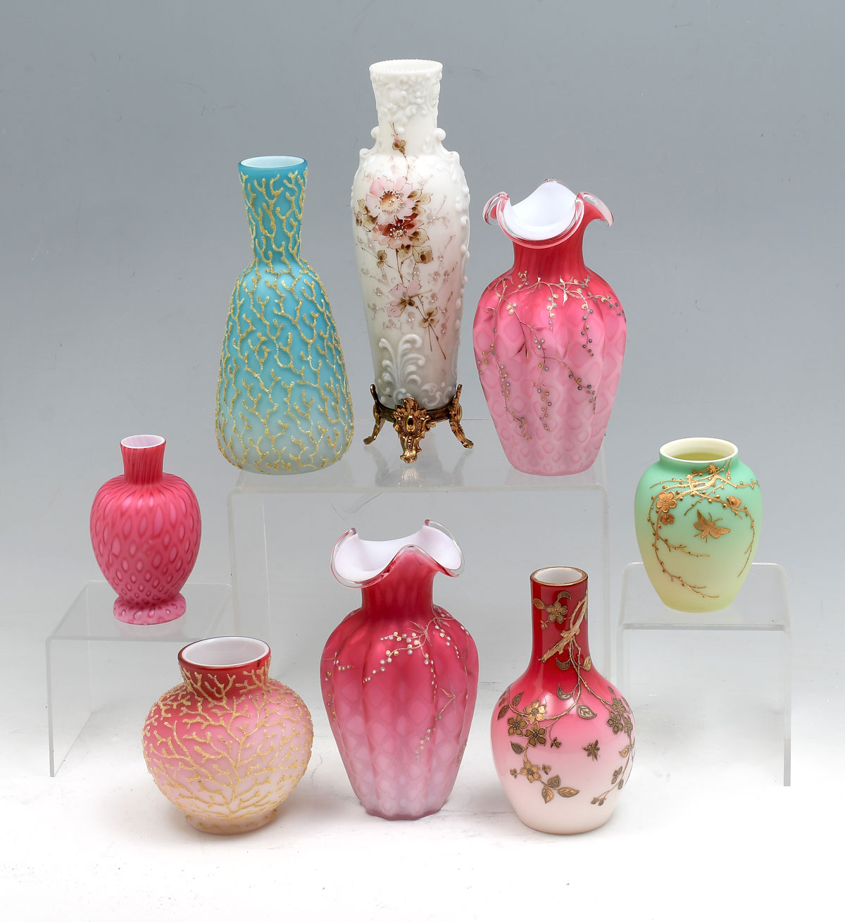 8 PC. VICTORIAN ART GLASS