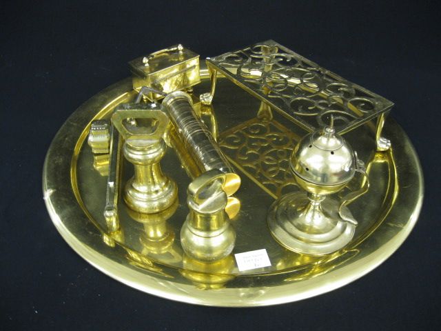 8 pcs. Brassware;travel inkwell