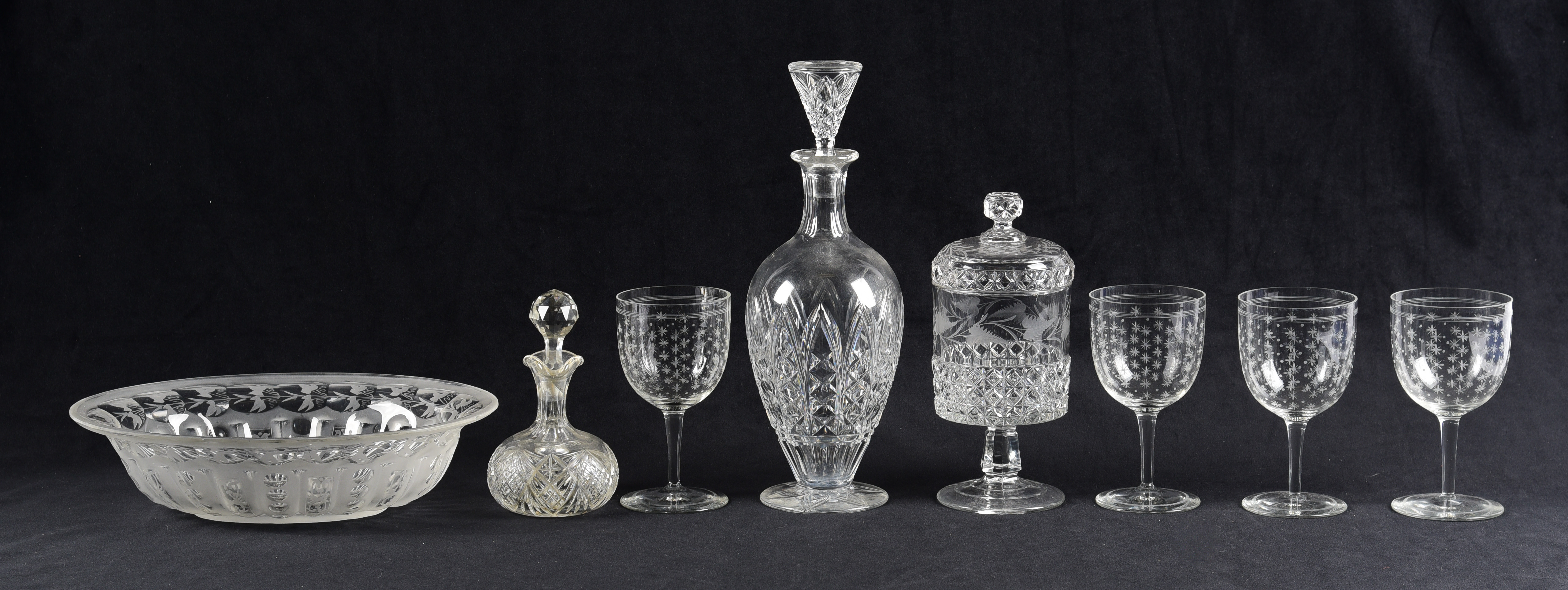 (8) Pcs colorless glassware, c/o
