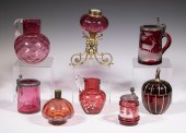(8 PCS) CRANBERRY & RUBY GLASS