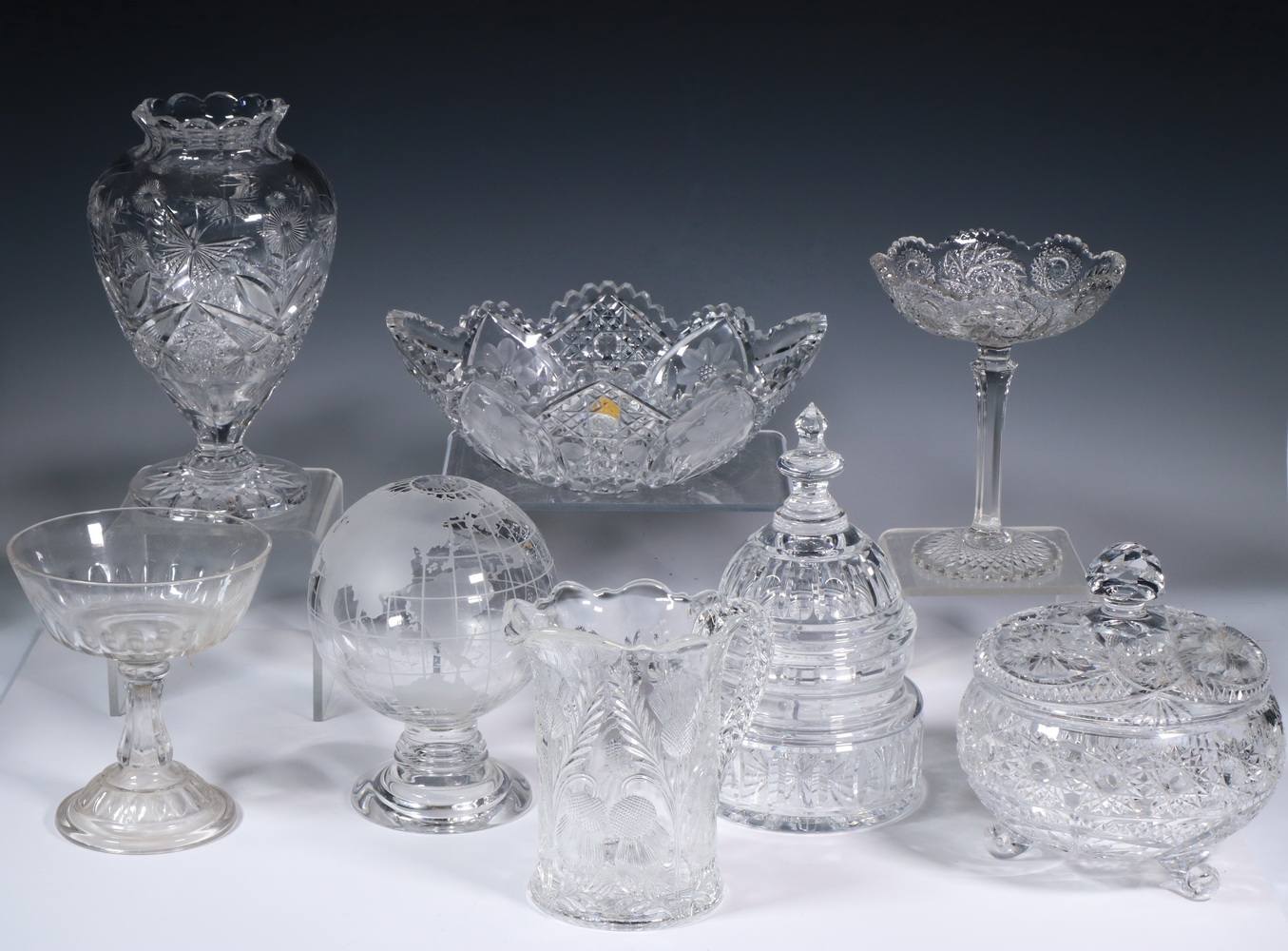 (8 PCS) CUT & PRESSED GLASSWARE Lot