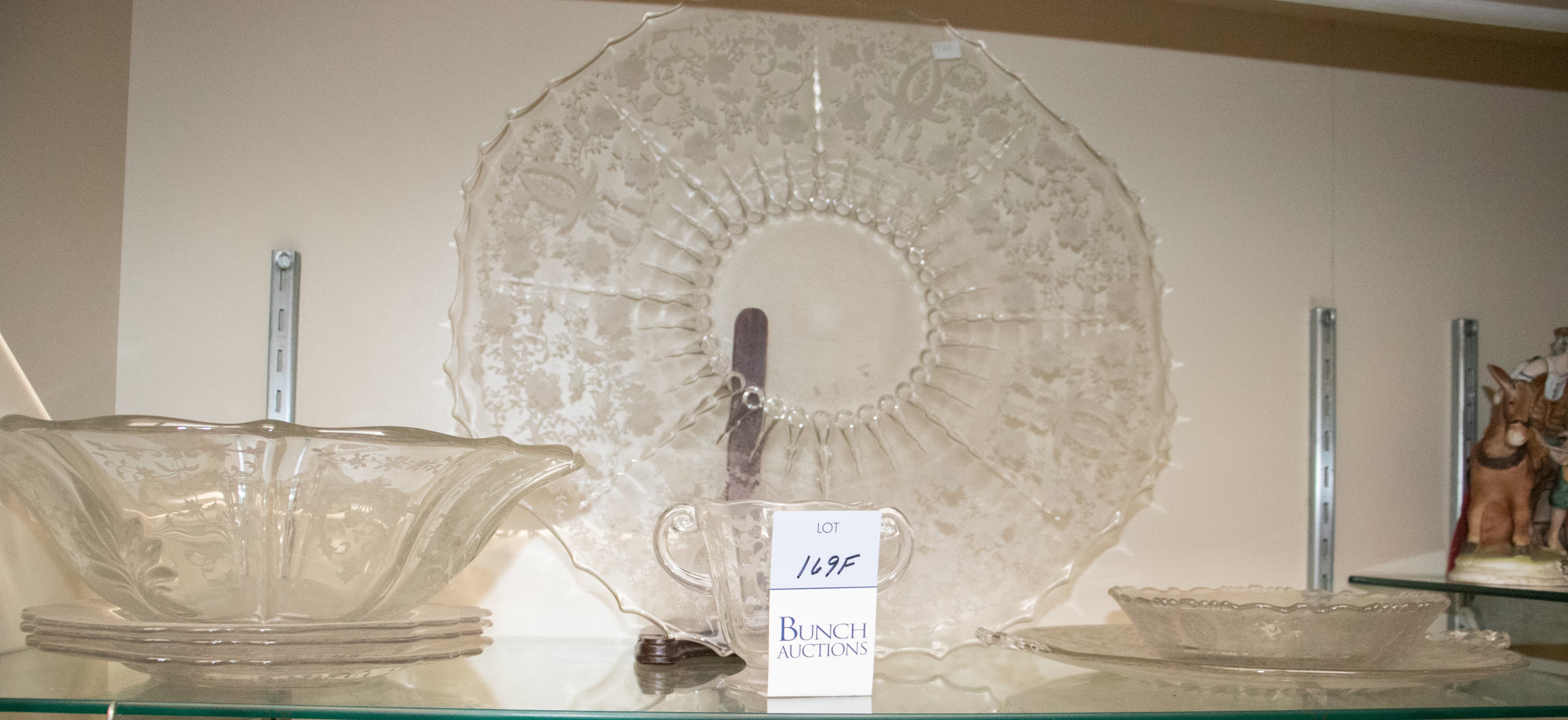 (8) Pcs etched glass, c/o 18-1/4"