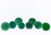 8 PCS, MAJOLICA GREEN PLATES,