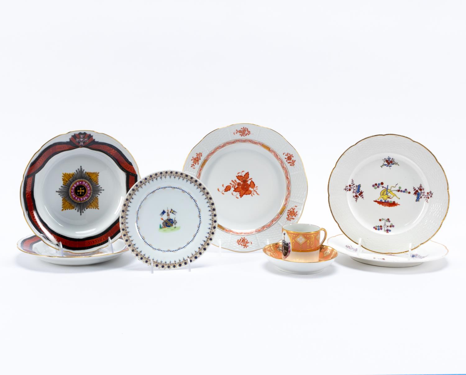 8 PCS, PORCELAIN TABLEWARES, HEREND