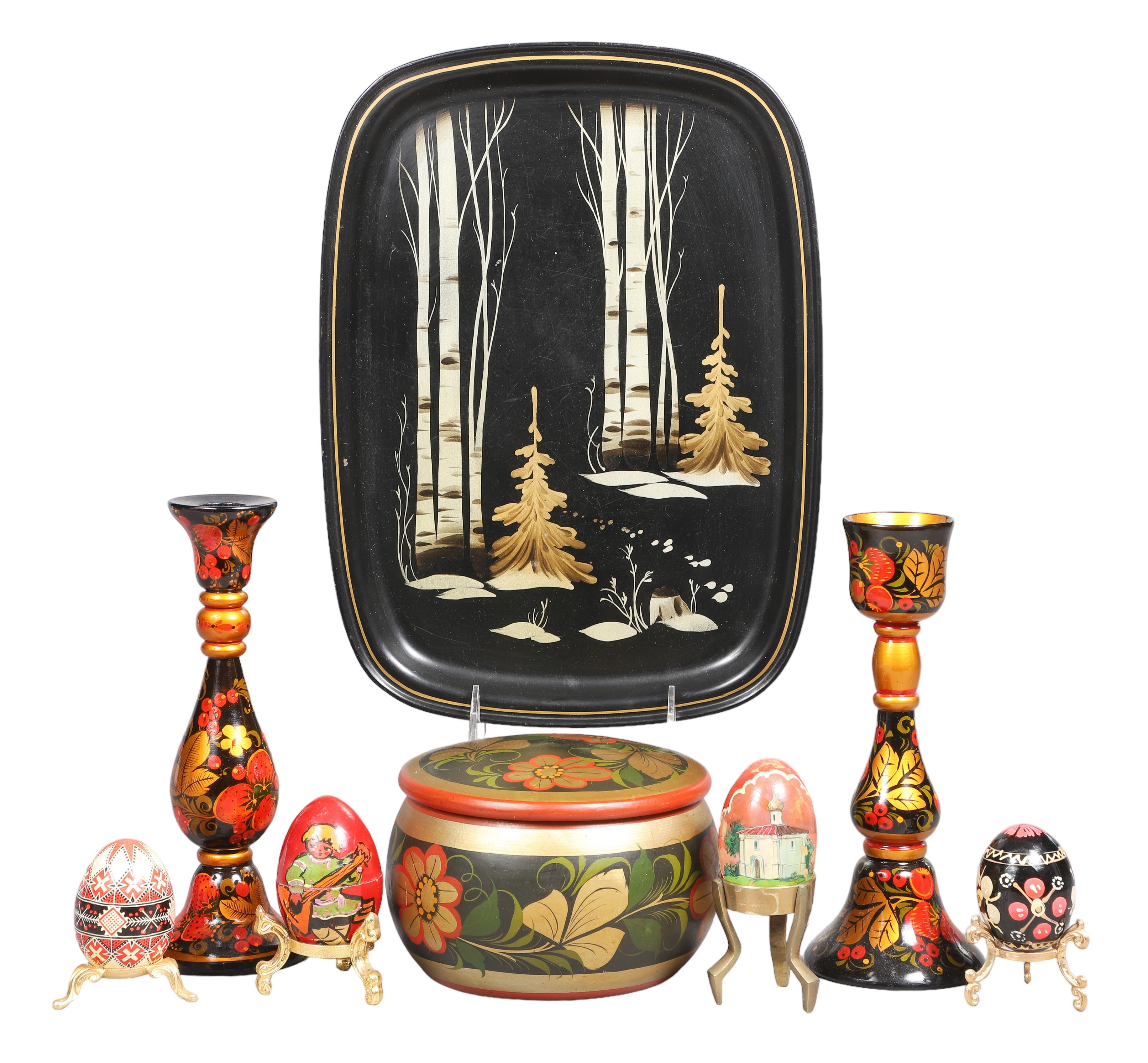 (8) Pcs Russian lacquerware &