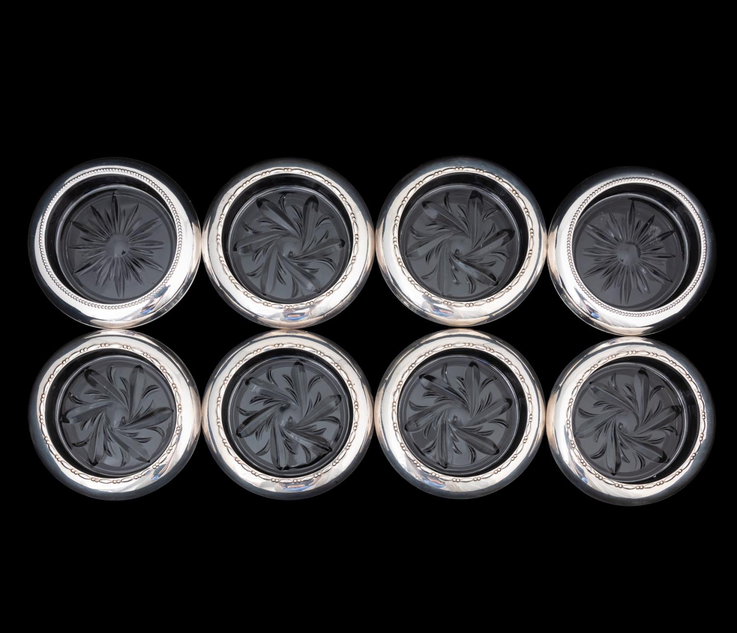 8 PCS, STERLING SILVER & GLASS