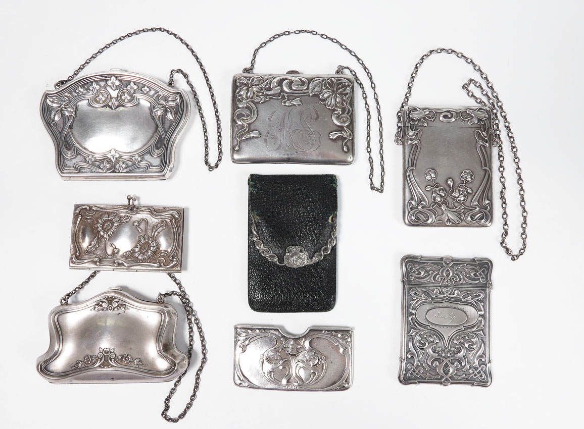 8 PIECE ART NOUVEAU STERLING CARD
