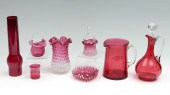 8 PIECE CRANBERRY GLASS COLLEC
