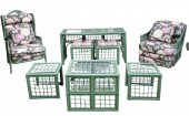 8 PIECE PAINTED BAMBOO PATIO S