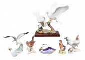 (8) Porcelain bird figurines,