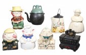 (8) Porcelain cookie jars, c/o
