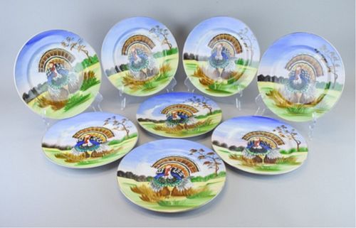 8 PORCELAIN TURKEY PLATES8 hand