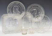 (8) PRESSED GLASS POLITICAL PL