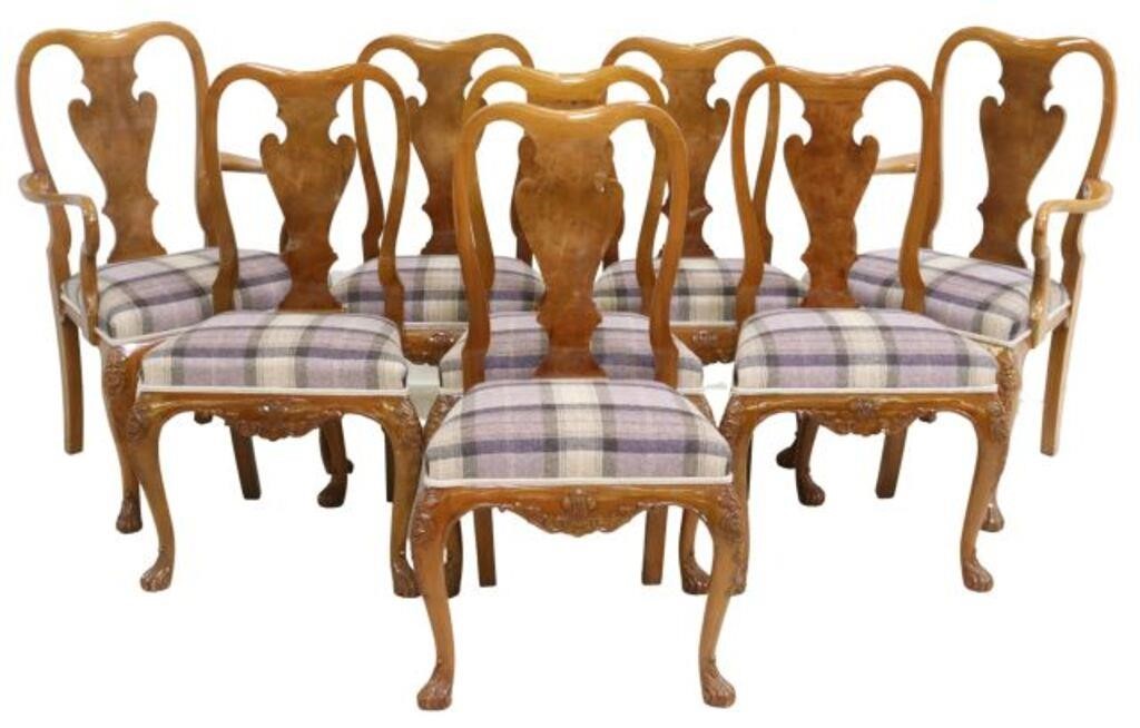 (8) QUEEN ANNE STYLE BURLWOOD