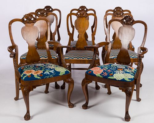 8 QUEEN ANNE STYLE WALNUT