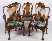 8 QUEEN ANNE STYLE WALNUT HAND