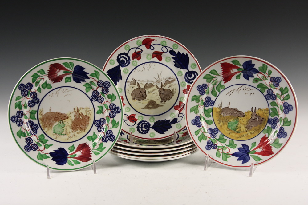 (8) RABBIT PLATES - Circa 1850