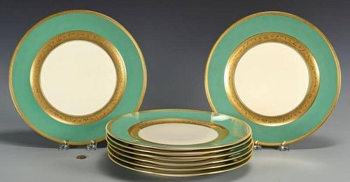 8 ROSENTHAL GREEN, GILT DINNER