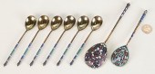 8 RUSSIAN ENAMELED SILVER GILT