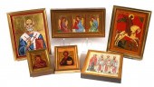 (8) RUSSIAN ICONS, HAND PAINTE