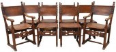 (8) SPANISH CARVED OAK & LEATH