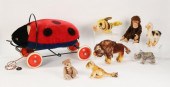 8 STEIFF ANIMALS & RIDE-ON TOY