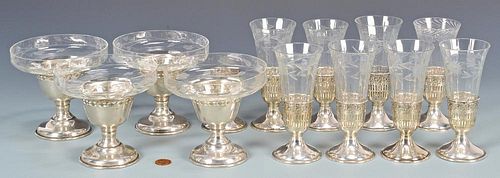 8 STERLING & CRYSTAL CORDIALS & 4