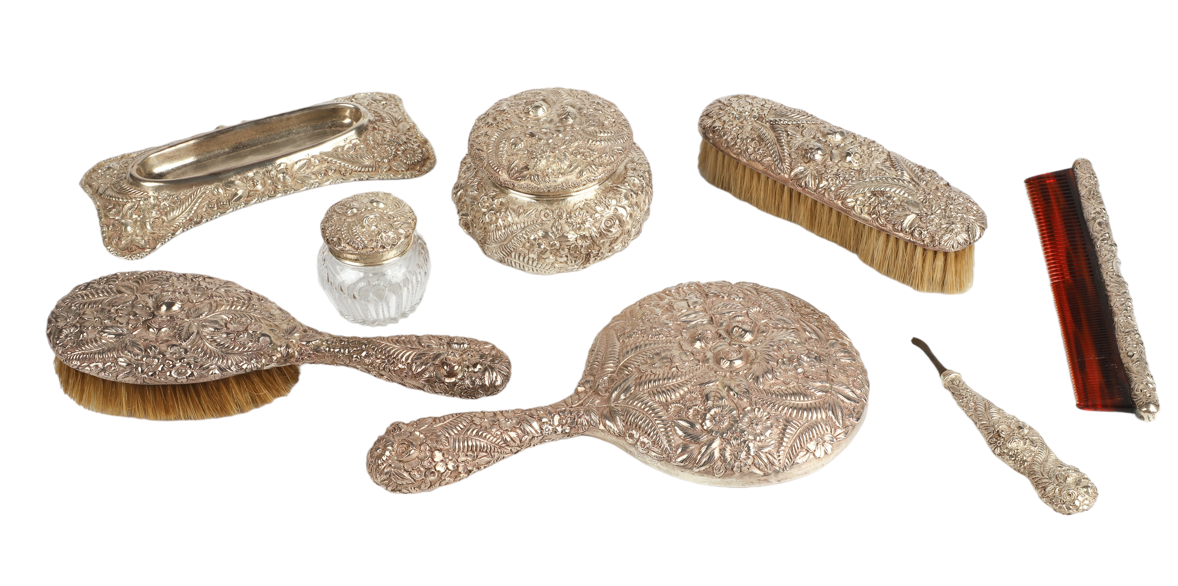 (8) Sterling silver repousse