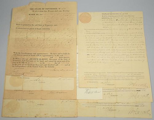 8 TN GOVERNOR SIGNED LAND GRANTS