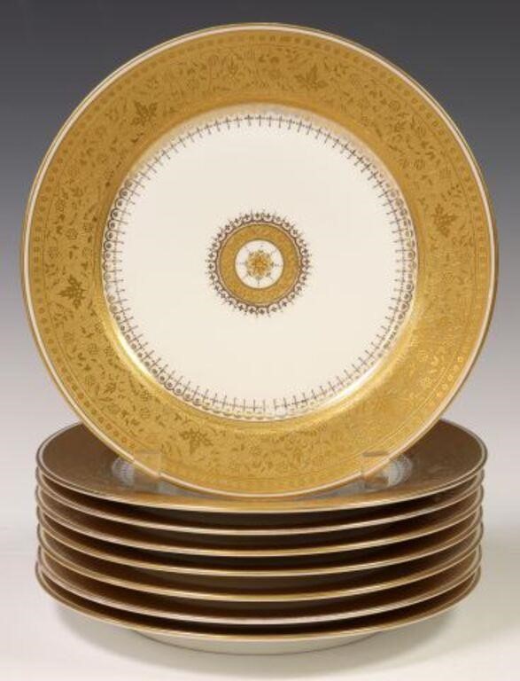 (8) T&V LIMOGES GILT ENCRUSTED