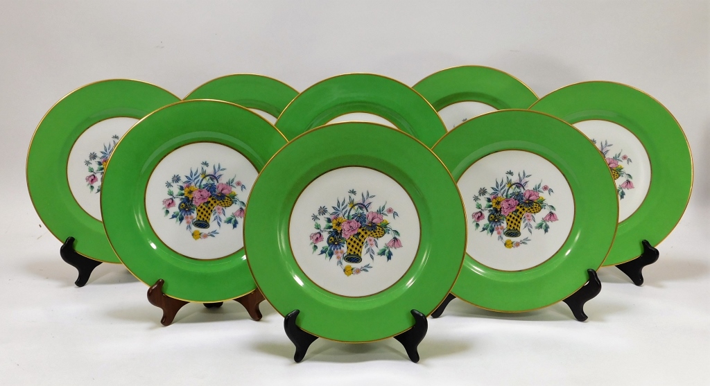 8 T&V LIMOGES GREEN BORDER