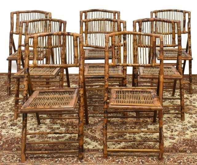 (8) VINTAGE BAMBOO & RATTAN FOLDING