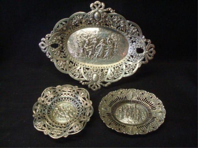 800 Silver. 3 Ornate Reticulated