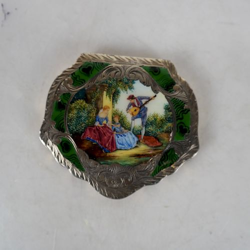 .800 SILVER & ENAMEL COMPACT & PILL