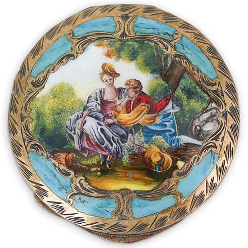 800 SILVER ENAMEL COMPACT