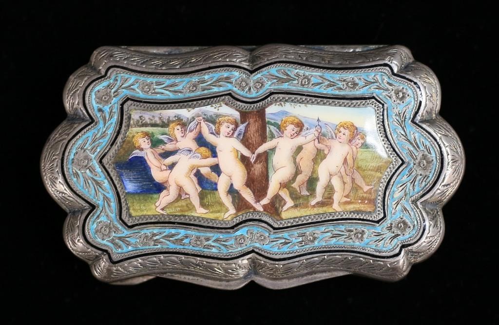 800 SILVER & ENAMEL PILL BOX800