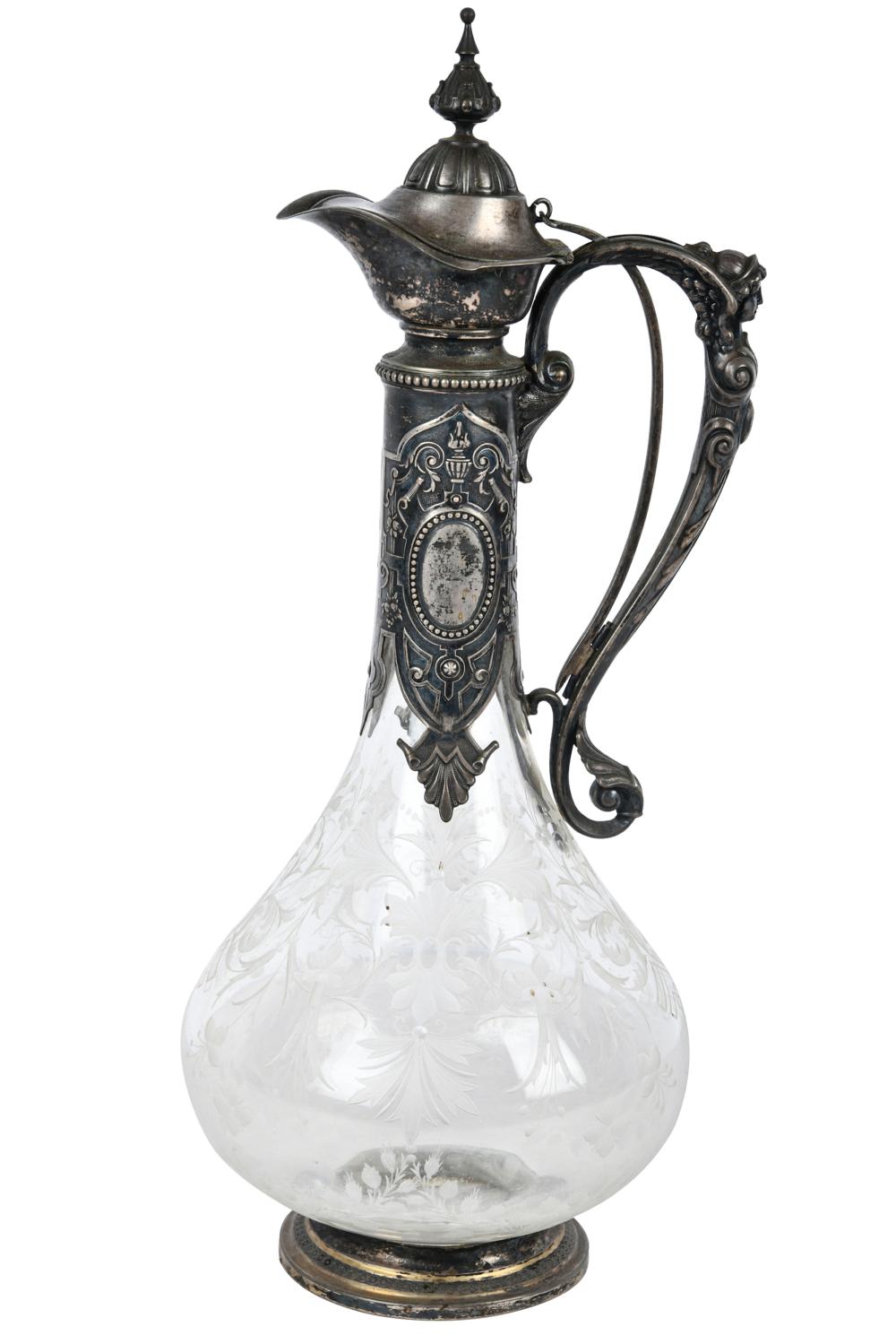 .800 SILVER & ETCHED GLASS CLARET