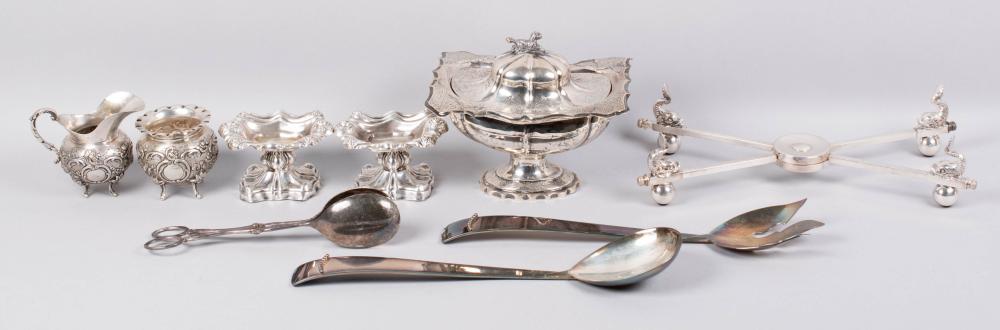 .800 SILVER OPEN SUGAR BOWL, PAIR