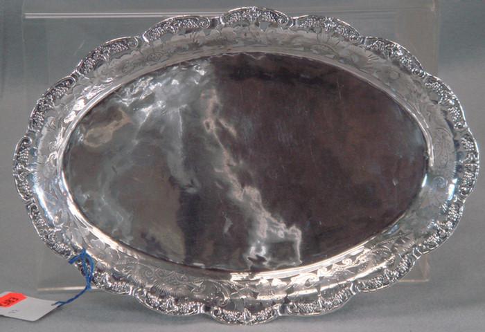 800 silver pierced oval tray, 12